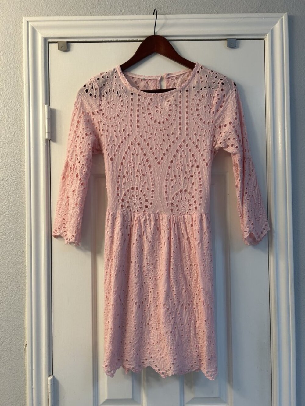 Pink eyelet cotton dress